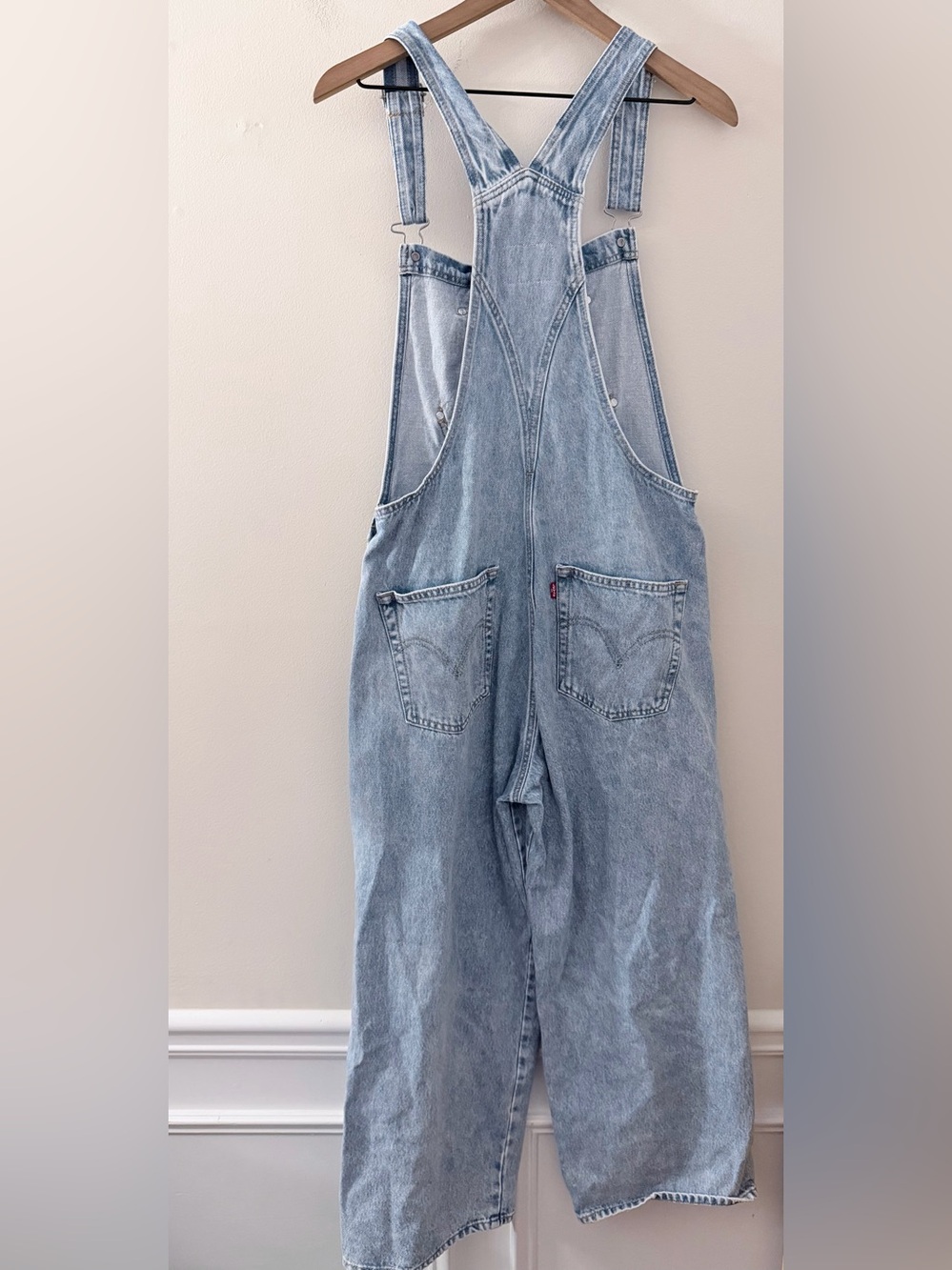 Levi’s Apron Denim Front Tie Jeans Wide Leg Overalls baggy M - Picture 3 of 8